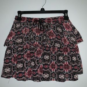 Ruffle Mini Floral Skater Skirt